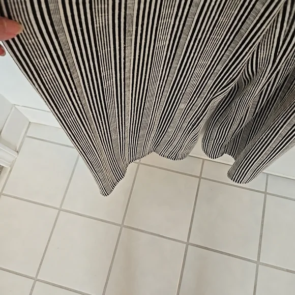 Caution To The Wind Striped Black and White Jumpsuit Medium Belted - Picture 7 of 11